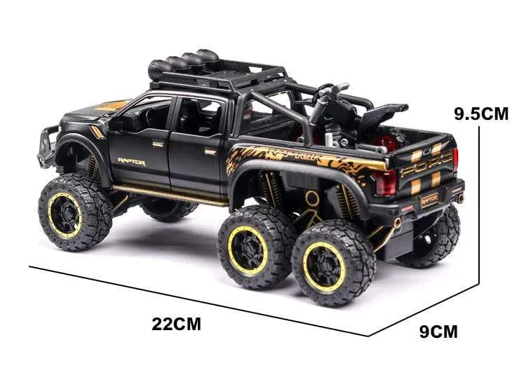 Diecast 1:24 Legierung Auto Modell Ford F150 Beast Raptor Off-Road Große Rad Metall Fahrzeug Zurückziehen Geschenke für kinder Jungen Spielzeug