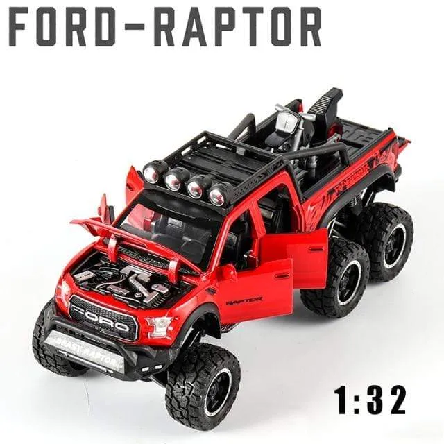 Diecast 1:24 Legierung Auto Modell Ford F150 Beast Raptor Off-Road Große Rad Metall Fahrzeug Zurückziehen Geschenke für kinder Jungen Spielzeug