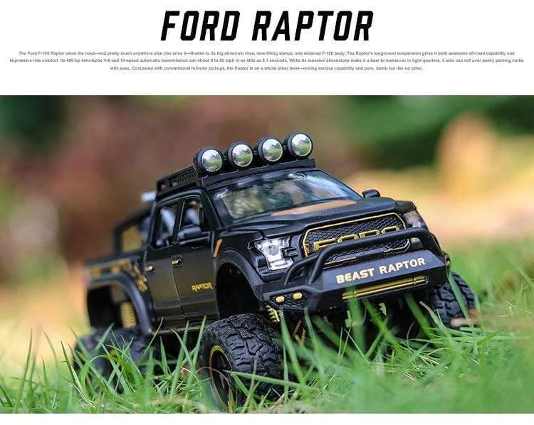 Diecast 1:24 Legierung Auto Modell Ford F150 Beast Raptor Off-Road Große Rad Metall Fahrzeug Zurückziehen Geschenke für kinder Jungen Spielzeug