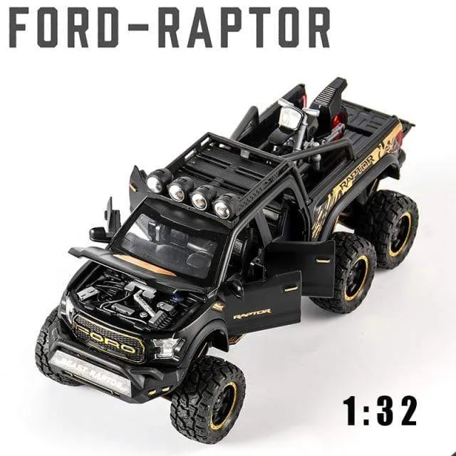 Diecast 1:24 Legierung Auto Modell Ford F150 Beast Raptor Off-Road Große Rad Metall Fahrzeug Zurückziehen Geschenke für kinder Jungen Spielzeug