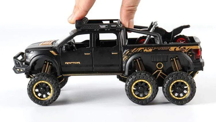 Diecast 1:24 Legierung Auto Modell Ford F150 Beast Raptor Off-Road Große Rad Metall Fahrzeug Zurückziehen Geschenke für kinder Jungen Spielzeug
