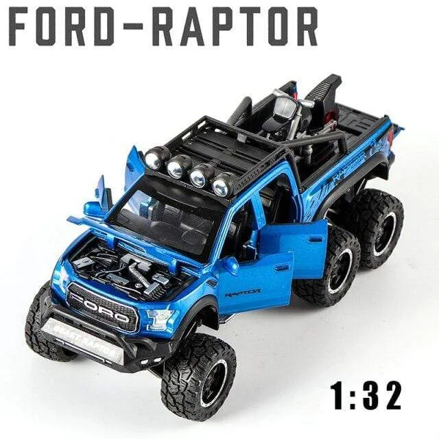 Diecast 1:24 Legierung Auto Modell Ford F150 Beast Raptor Off-Road Große Rad Metall Fahrzeug Zurückziehen Geschenke für kinder Jungen Spielzeug