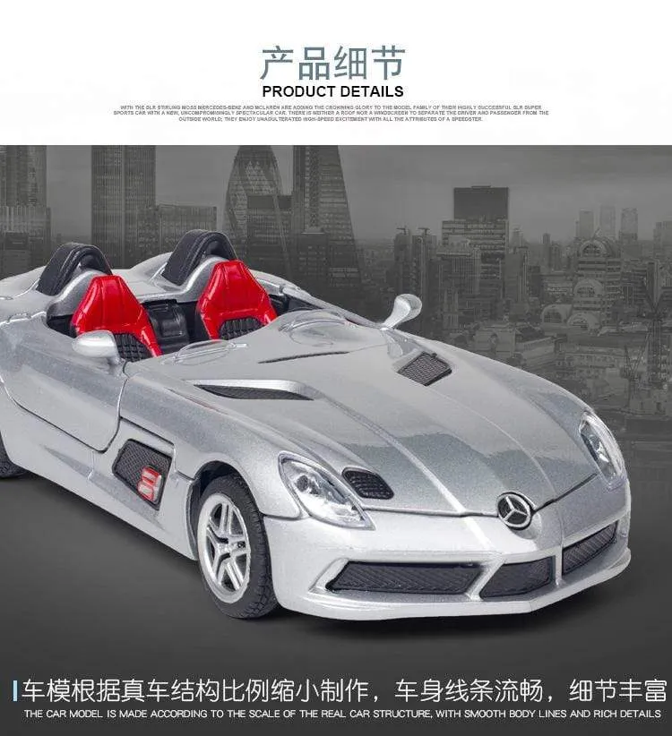 Diecast 1:32 Spielzeugauto Mercedes Benz SLR Roadster Legierung Modell Miniatur Metall Fahrzeug Sammlung für Kinder Weihnachtsgeschenke Jungen