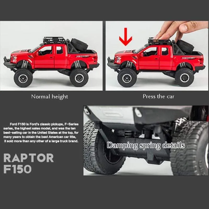 1:32 Ford Raptor F150 Riesenrad Legierung Diecast Auto Modellauto Zurückziehen Fahrzeug Sammlung Kinder Spielzeugauto Geschenke