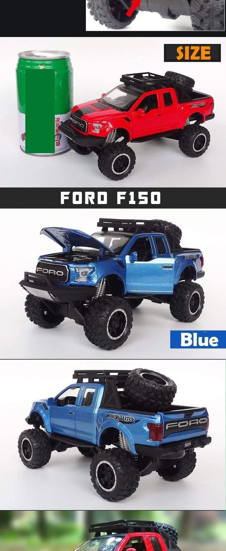 1:32 Ford Raptor F150 Riesenrad Legierung Diecast Auto Modellauto Zurückziehen Fahrzeug Sammlung Kinder Spielzeugauto Geschenke