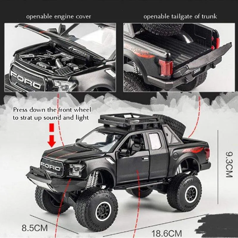1:32 Ford Raptor F150 Riesenrad Legierung Diecast Auto Modellauto Zurückziehen Fahrzeug Sammlung Kinder Spielzeugauto Geschenke