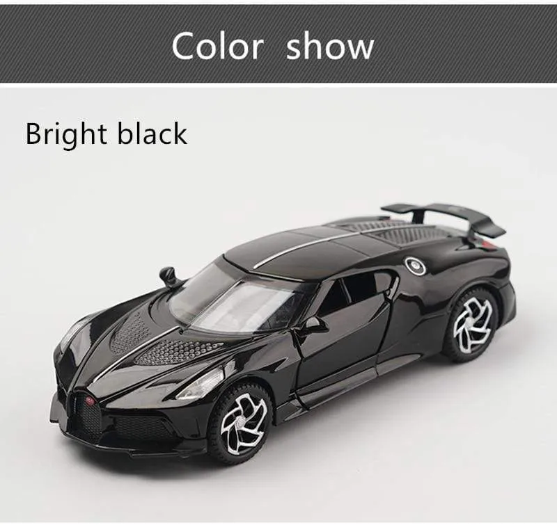 1:32 Bugatti Lavoiturenoire Legierung Sportwagenmodell Druckguss & Spielzeugfahrzeuge Metallautomodell Simulation Sound Licht Kindergeschenk