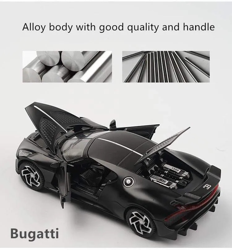 1:32 Bugatti Lavoiturenoire Legierung Sportwagenmodell Druckguss & Spielzeugfahrzeuge Metallautomodell Simulation Sound Licht Kindergeschenk