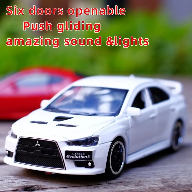 Spielzeugauto 1:32 Mitsubishi Lancer Evolution X Metalllegierung Druckgussautomodell Miniaturmodell mit Sound-Lichtmodell für Kinderauto