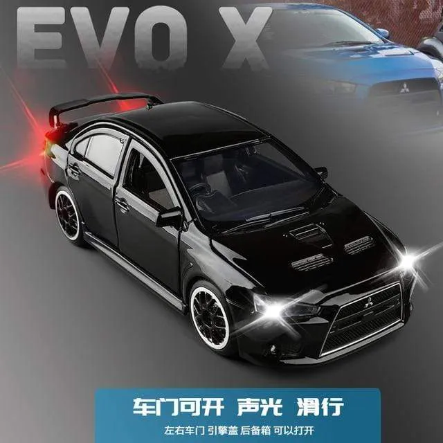 Spielzeugauto 1:32 Mitsubishi Lancer Evolution X Metalllegierung Druckgussautomodell Miniaturmodell mit Sound-Lichtmodell für Kinderauto