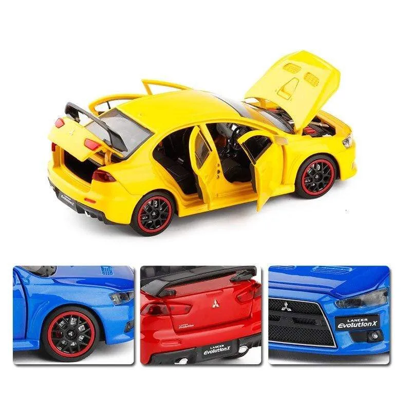 Spielzeugauto 1:32 Mitsubishi Lancer Evolution X Metalllegierung Druckgussautomodell Miniaturmodell mit Sound-Lichtmodell für Kinderauto