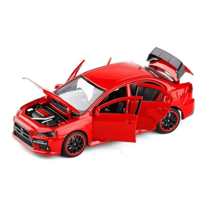 Spielzeugauto 1:32 Mitsubishi Lancer Evolution X Metalllegierung Druckgussautomodell Miniaturmodell mit Sound-Lichtmodell für Kinderauto