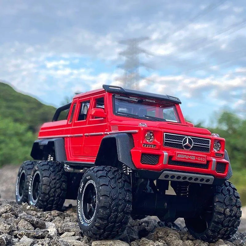 1/28 Benzs G63 6*6 Großen Reifen Legierung Pickup Auto Modell Diecast Metall Simulation Spielzeug Off-road Fahrzeuge Modell sammlung Kinder Geschenk