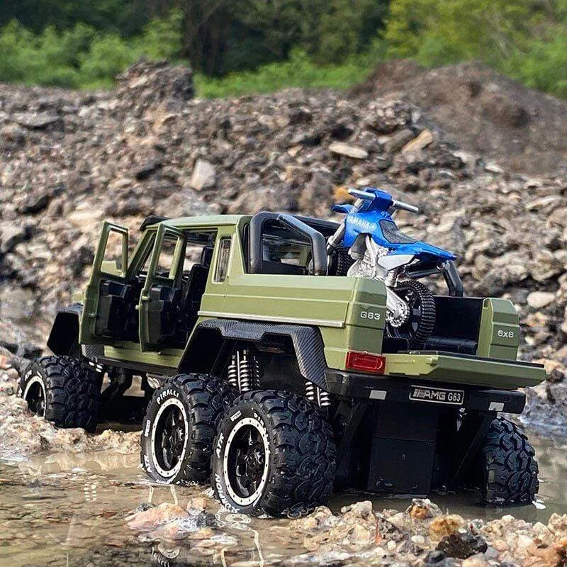1/28 Benzs G63 6*6 Großen Reifen Legierung Pickup Auto Modell Diecast Metall Simulation Spielzeug Off-road Fahrzeuge Modell sammlung Kinder Geschenk