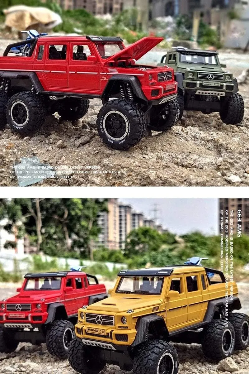 1/28 Benzs G63 6*6 Großen Reifen Legierung Pickup Auto Modell Diecast Metall Simulation Spielzeug Off-road Fahrzeuge Modell sammlung Kinder Geschenk