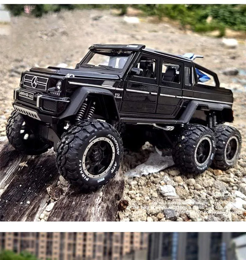 1/28 Benzs G63 6*6 Großen Reifen Legierung Pickup Auto Modell Diecast Metall Simulation Spielzeug Off-road Fahrzeuge Modell sammlung Kinder Geschenk