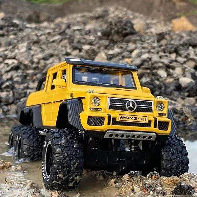 1/28 Benzs G63 6*6 Großen Reifen Legierung Pickup Auto Modell Diecast Metall Simulation Spielzeug Off-road Fahrzeuge Modell sammlung Kinder Geschenk