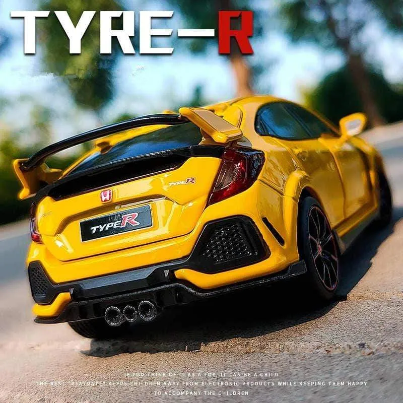 1/32 HONDA Civic Type R FK8 Legierung Automodell Diecast Metal Simulation Spielzeugfahrzeuge Automodell Sound Light Collection Kinder Spielzeug Geschenk