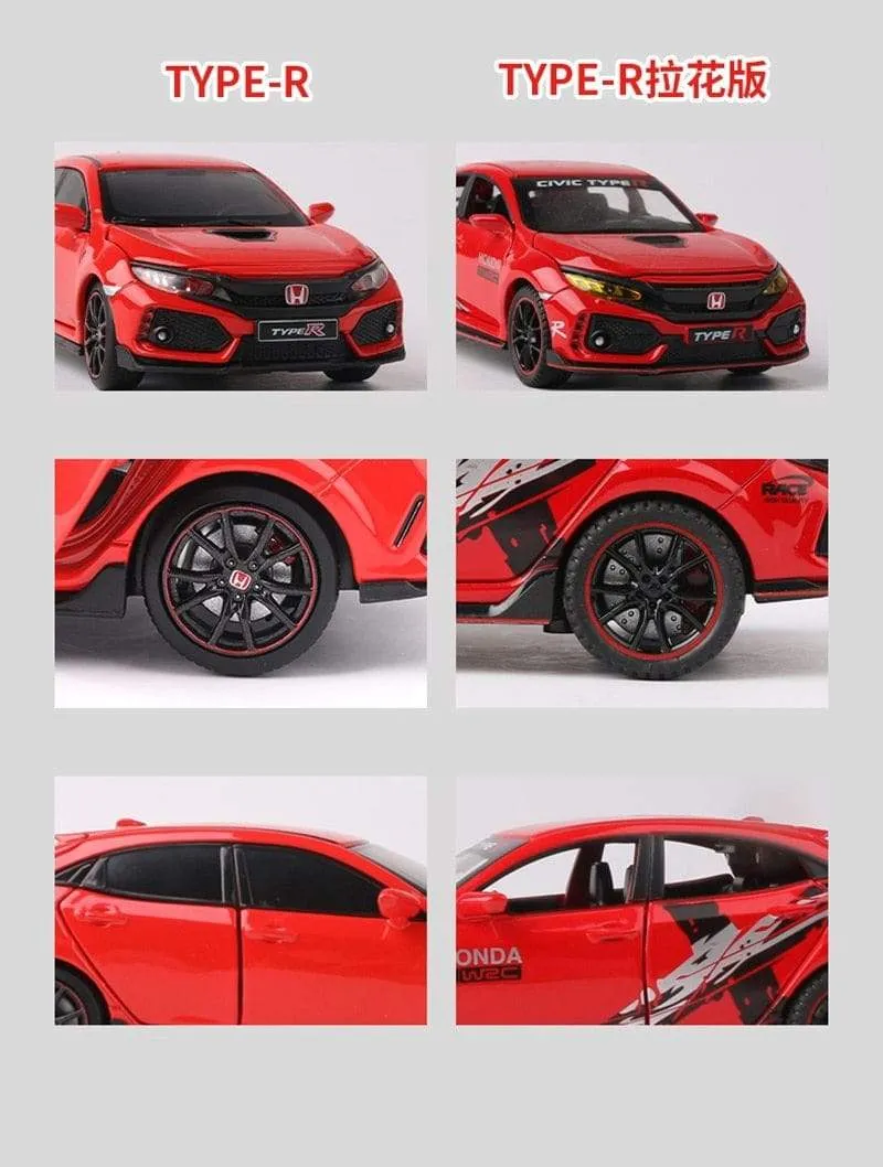 1/32 HONDA Civic Type R FK8 Legierung Automodell Diecast Metal Simulation Spielzeugfahrzeuge Automodell Sound Light Collection Kinder Spielzeug Geschenk
