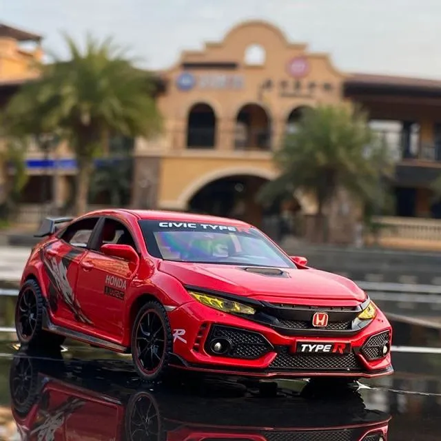 1/32 HONDA Civic Type R FK8 Legierung Automodell Diecast Metal Simulation Spielzeugfahrzeuge Automodell Sound Light Collection Kinder Spielzeug Geschenk