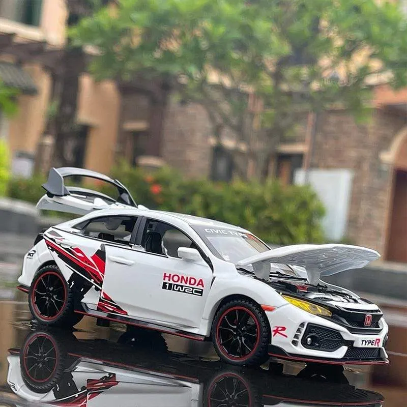 1/32 HONDA Civic Type R FK8 Legierung Automodell Diecast Metal Simulation Spielzeugfahrzeuge Automodell Sound Light Collection Kinder Spielzeug Geschenk