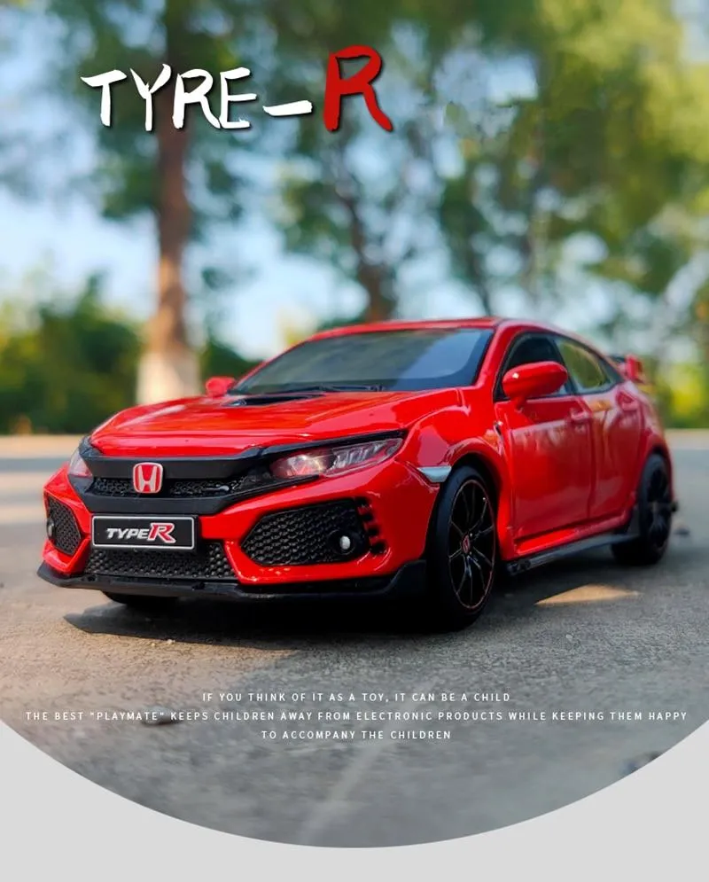 1/32 HONDA Civic Type R FK8 Legierung Automodell Diecast Metal Simulation Spielzeugfahrzeuge Automodell Sound Light Collection Kinder Spielzeug Geschenk
