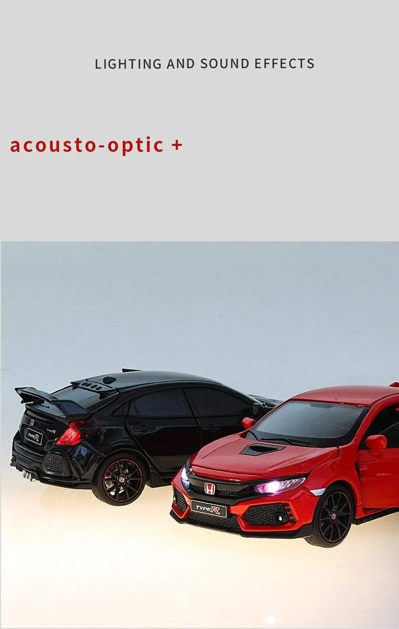 1/32 HONDA Civic Type R FK8 Legierung Automodell Diecast Metal Simulation Spielzeugfahrzeuge Automodell Sound Light Collection Kinder Spielzeug Geschenk