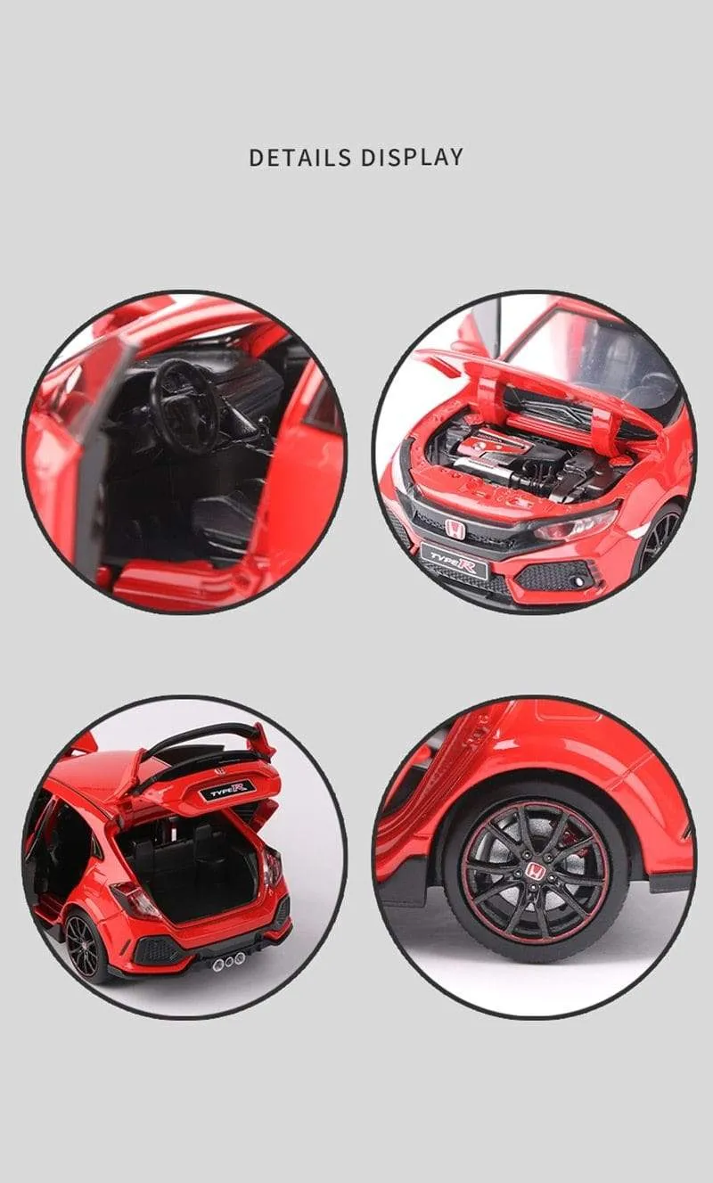 1/32 HONDA Civic Type R FK8 Legierung Automodell Diecast Metal Simulation Spielzeugfahrzeuge Automodell Sound Light Collection Kinder Spielzeug Geschenk