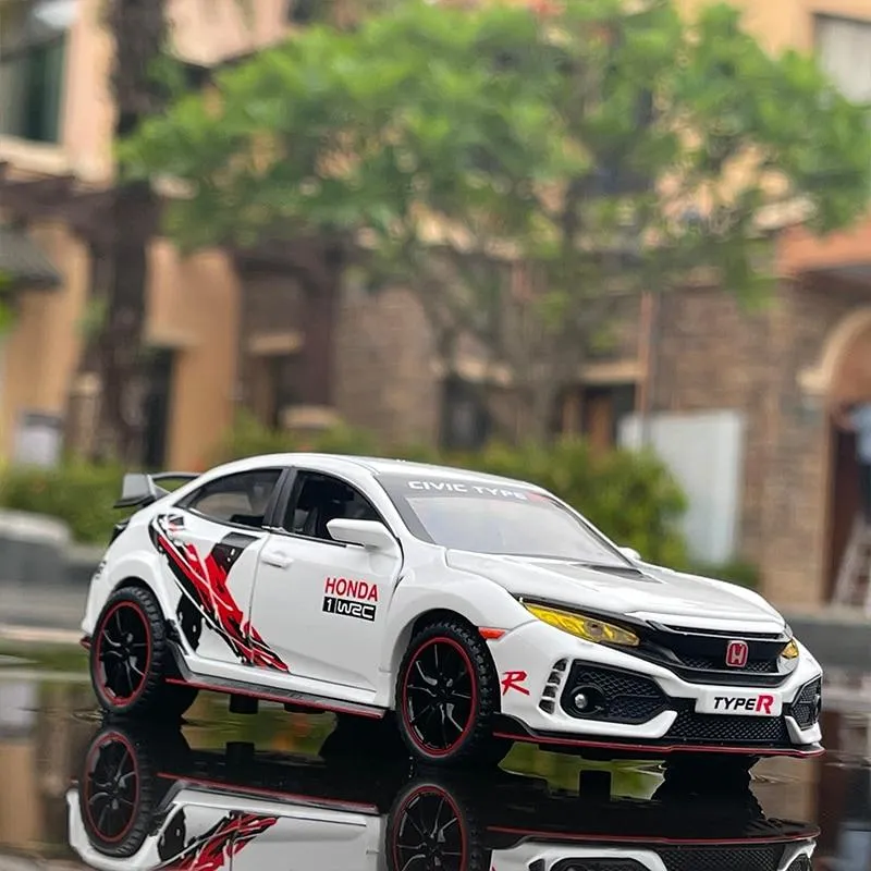1/32 HONDA Civic Type R FK8 Legierung Automodell Diecast Metal Simulation Spielzeugfahrzeuge Automodell Sound Light Collection Kinder Spielzeug Geschenk