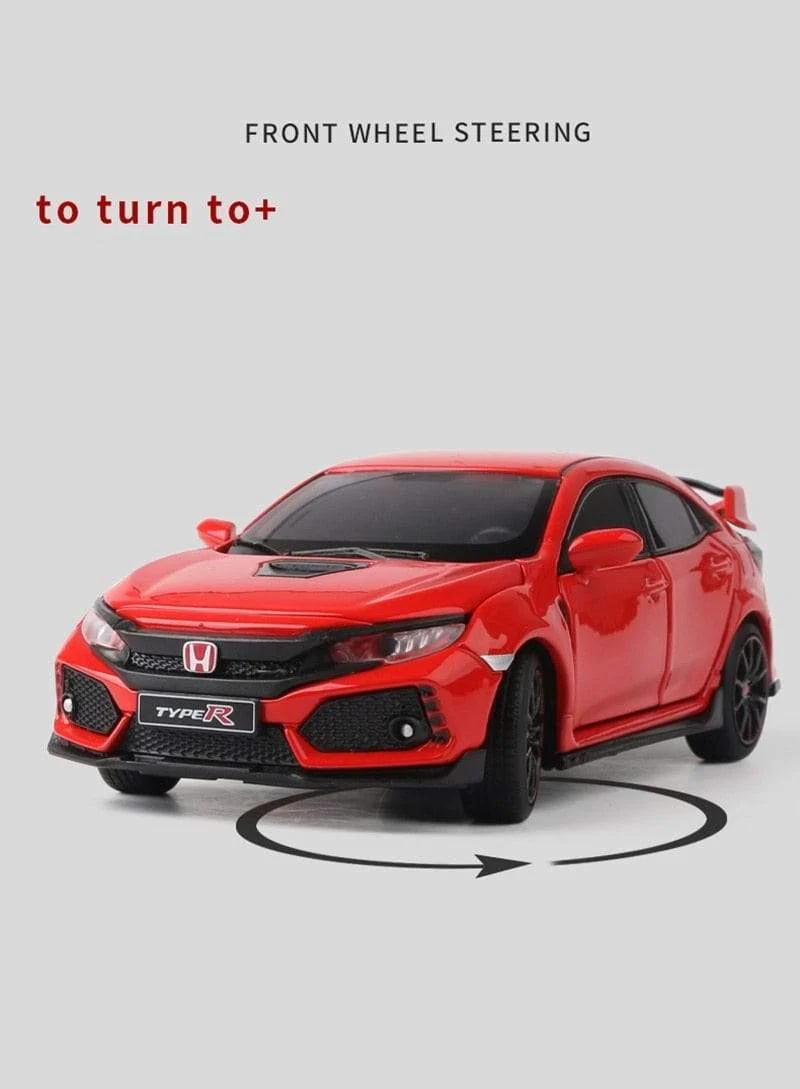 1/32 HONDA Civic Type R FK8 Legierung Automodell Diecast Metal Simulation Spielzeugfahrzeuge Automodell Sound Light Collection Kinder Spielzeug Geschenk