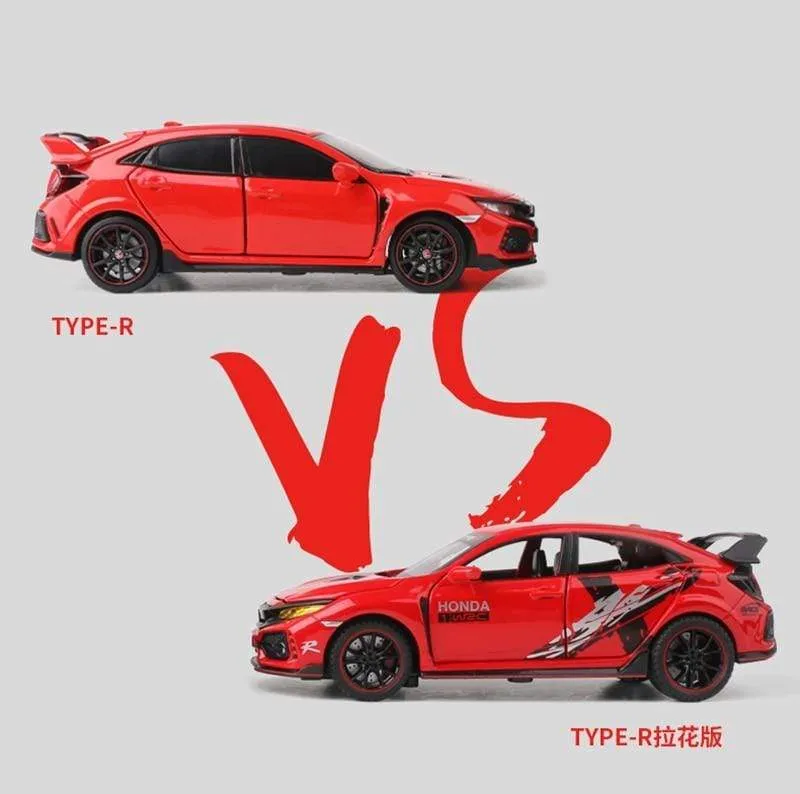 1/32 HONDA Civic Type R FK8 Legierung Automodell Diecast Metal Simulation Spielzeugfahrzeuge Automodell Sound Light Collection Kinder Spielzeug Geschenk