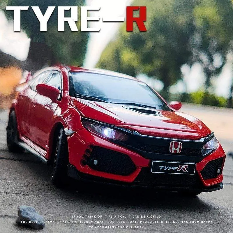1/32 HONDA Civic Type R FK8 Legierung Automodell Diecast Metal Simulation Spielzeugfahrzeuge Automodell Sound Light Collection Kinder Spielzeug Geschenk