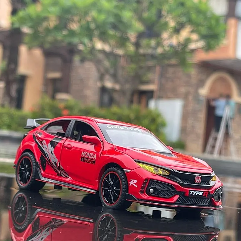 1/32 HONDA Civic Type R FK8 Legierung Automodell Diecast Metal Simulation Spielzeugfahrzeuge Automodell Sound Light Collection Kinder Spielzeug Geschenk