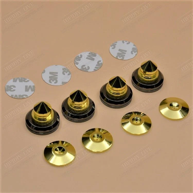 HIFIDIY LIVE 4 Sets oder 4 PCS Lautsprecher Standfüße Fußpolster Reines Kupfer Silber Lautsprecherbox Spikes Konus Bodenfußnagel M28 * 26