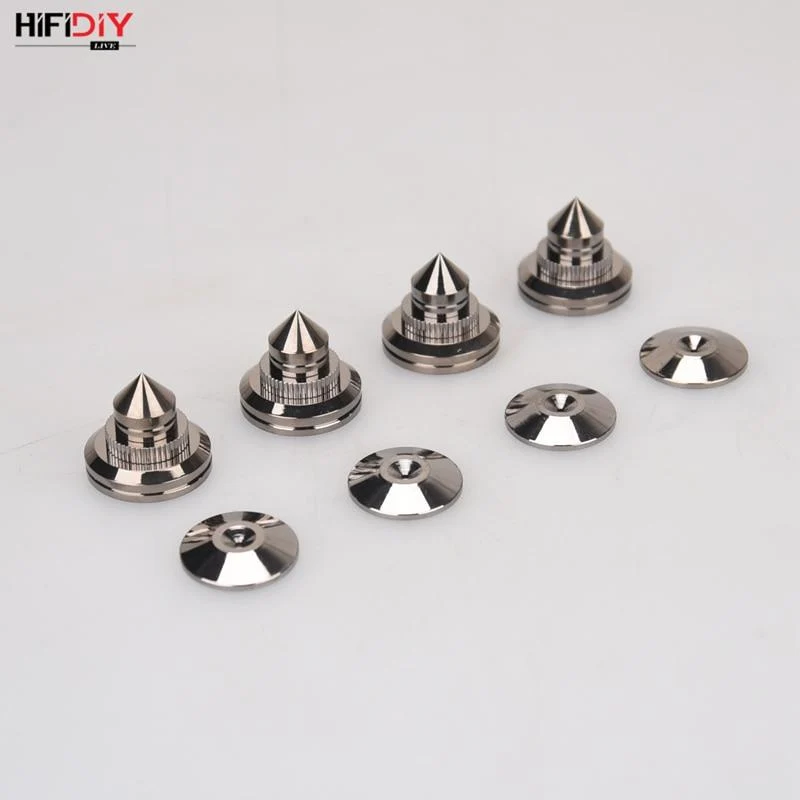 HIFIDIY LIVE 4 Sets oder 4 PCS Lautsprecher Standfüße Fußpolster Reines Kupfer Silber Lautsprecherbox Spikes Konus Bodenfußnagel M28 * 26