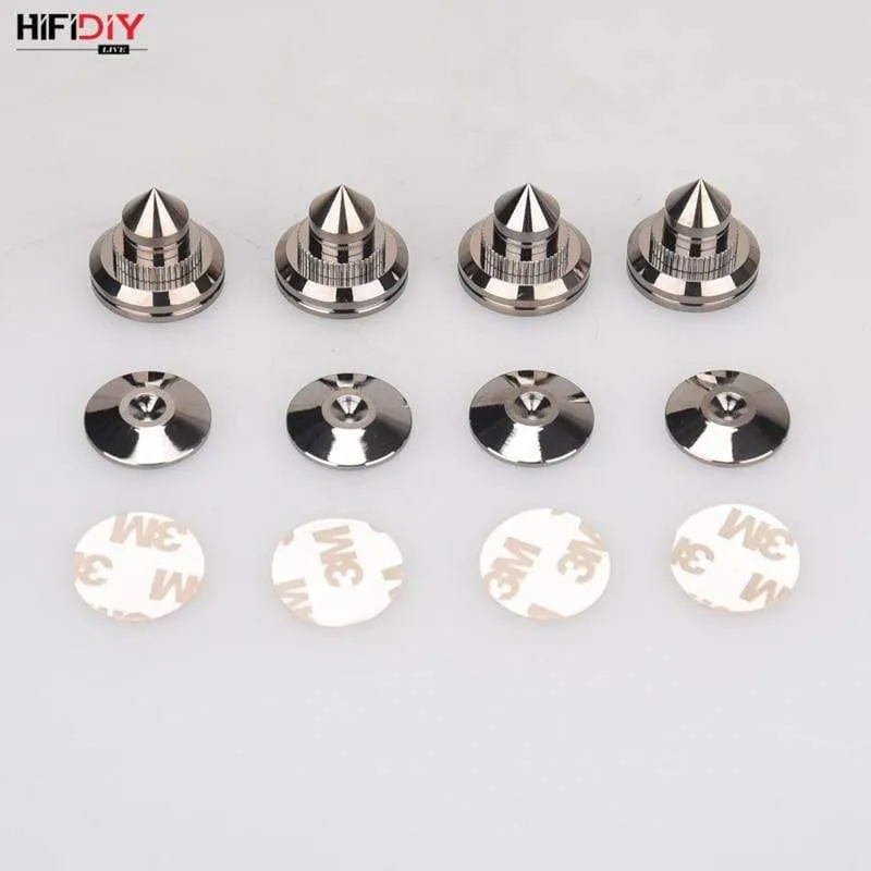 HIFIDIY LIVE 4 Sets oder 4 PCS Lautsprecher Standfüße Fußpolster Reines Kupfer Silber Lautsprecherbox Spikes Konus Bodenfußnagel M28 * 26