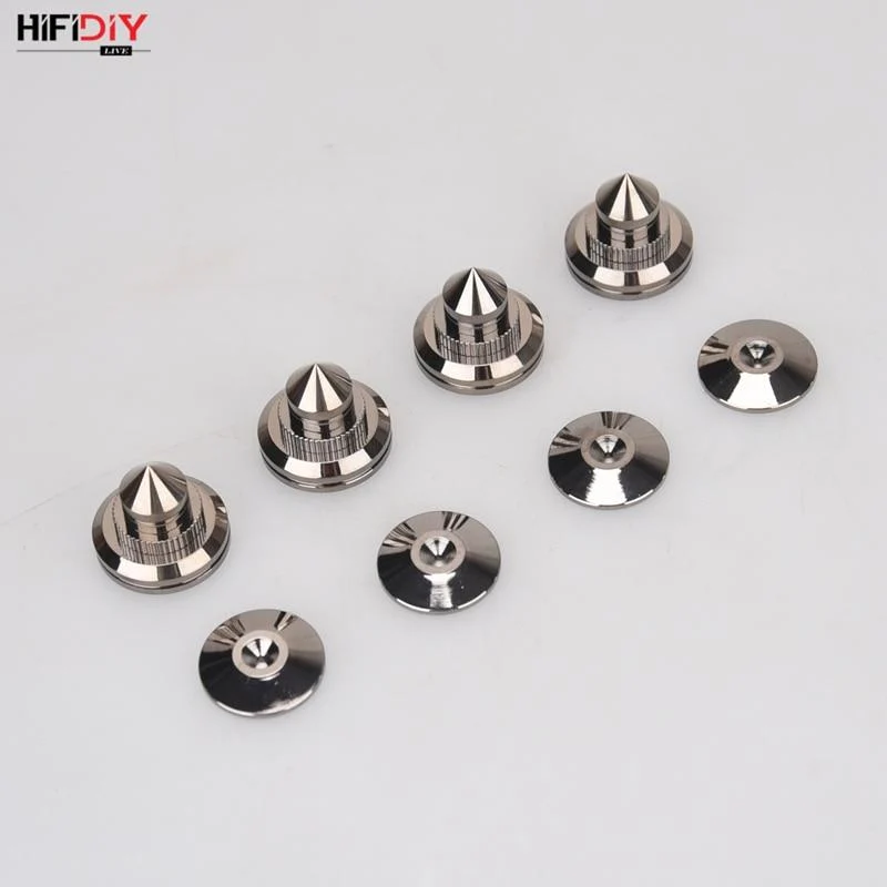 HIFIDIY LIVE 4 Sets oder 4 PCS Lautsprecher Standfüße Fußpolster Reines Kupfer Silber Lautsprecherbox Spikes Konus Bodenfußnagel M28 * 26