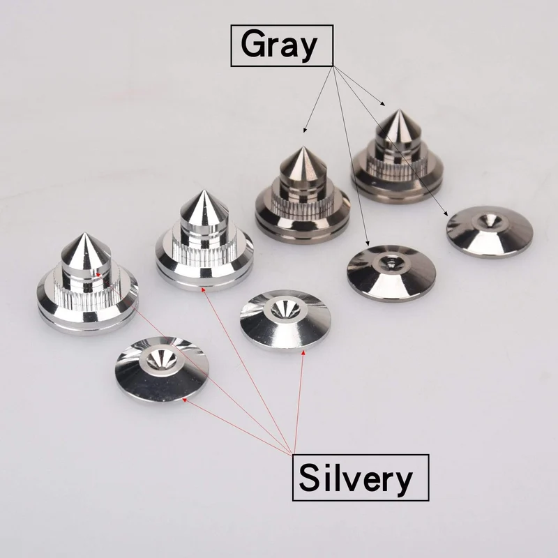 HIFIDIY LIVE 4 Sets oder 4 PCS Lautsprecher Standfüße Fußpolster Reines Kupfer Silber Lautsprecherbox Spikes Konus Bodenfußnagel M28 * 26