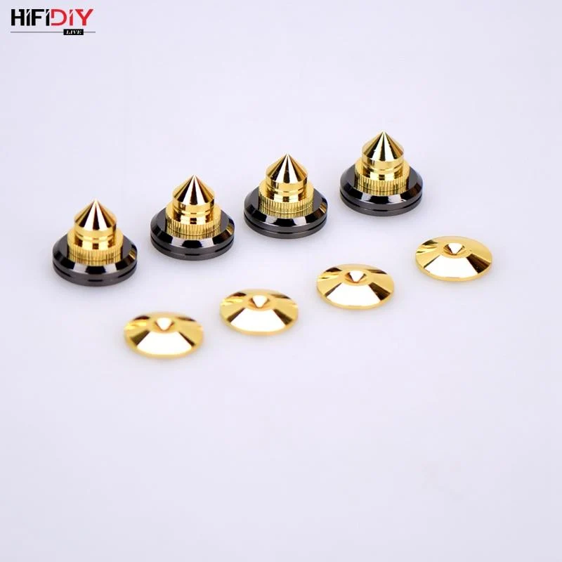 HIFIDIY LIVE 4 Sets oder 4 PCS Lautsprecher Standfüße Fußpolster Reines Kupfer Silber Lautsprecherbox Spikes Konus Bodenfußnagel M28 * 26