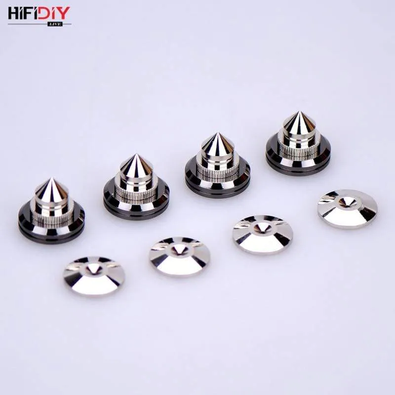 HIFIDIY LIVE 4 Sets oder 4 PCS Lautsprecher Standfüße Fußpolster Reines Kupfer Silber Lautsprecherbox Spikes Konus Bodenfußnagel M28 * 26