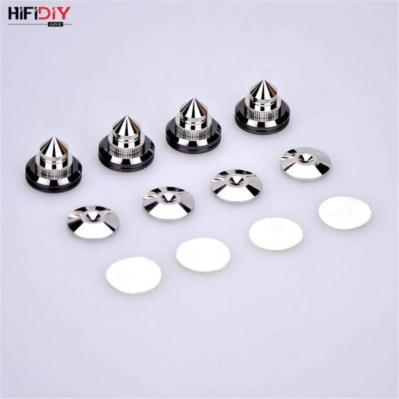 HIFIDIY LIVE 4 Sets oder 4 PCS Lautsprecher Standfüße Fußpolster Reines Kupfer Silber Lautsprecherbox Spikes Konus Bodenfußnagel M28 * 26