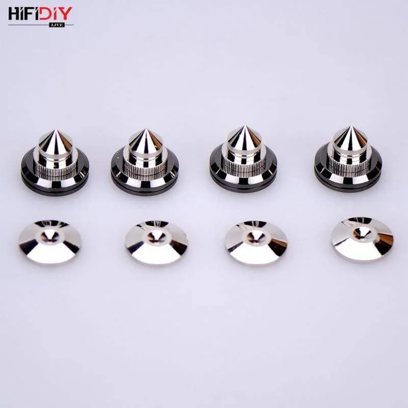 HIFIDIY LIVE 4 Sets oder 4 PCS Lautsprecher Standfüße Fußpolster Reines Kupfer Silber Lautsprecherbox Spikes Konus Bodenfußnagel M28 * 26