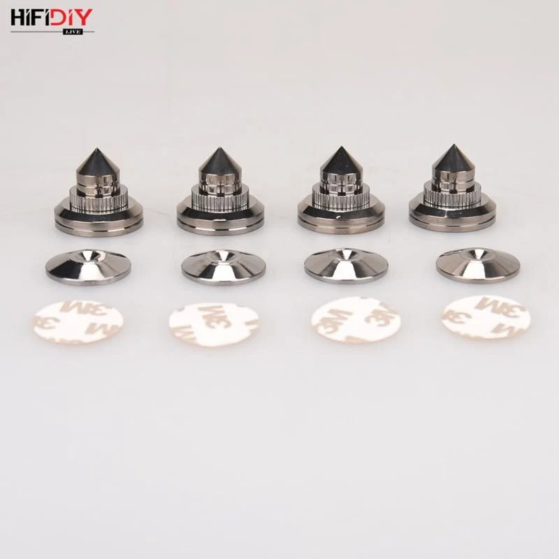 HIFIDIY LIVE 4 Sets oder 4 PCS Lautsprecher Standfüße Fußpolster Reines Kupfer Silber Lautsprecherbox Spikes Konus Bodenfußnagel M28 * 26