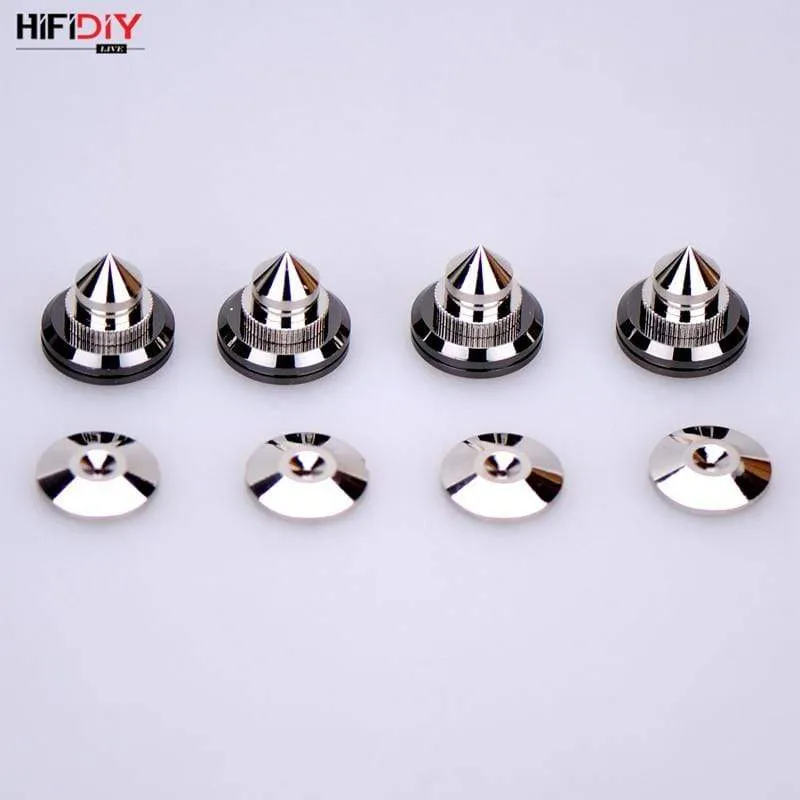 HIFIDIY LIVE 4 Sets oder 4 PCS Lautsprecher Standfüße Fußpolster Reines Kupfer Silber Lautsprecherbox Spikes Konus Bodenfußnagel M28 * 26