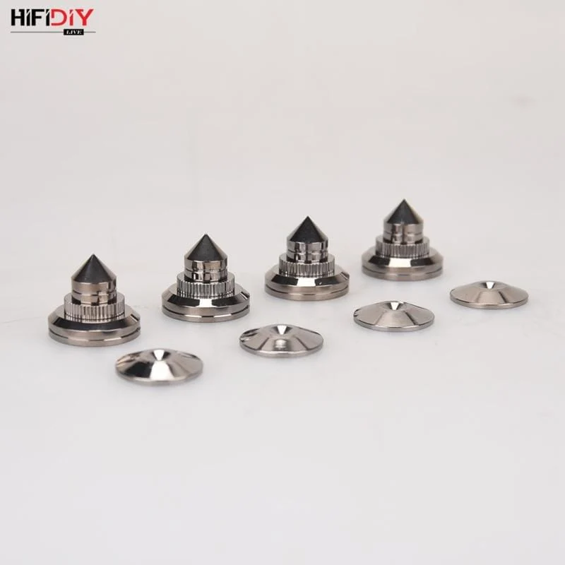 HIFIDIY LIVE 4 Sets oder 4 PCS Lautsprecher Standfüße Fußpolster Reines Kupfer Silber Lautsprecherbox Spikes Konus Bodenfußnagel M28 * 26