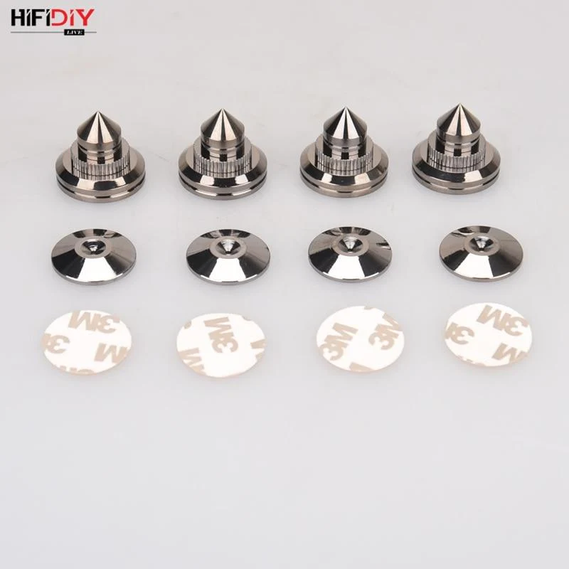 HIFIDIY LIVE 4 Sets oder 4 PCS Lautsprecher Standfüße Fußpolster Reines Kupfer Silber Lautsprecherbox Spikes Konus Bodenfußnagel M28 * 26
