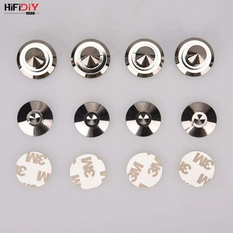 HIFIDIY LIVE 4 Sets oder 4 PCS Lautsprecher Standfüße Fußpolster Reines Kupfer Silber Lautsprecherbox Spikes Konus Bodenfußnagel M28 * 26