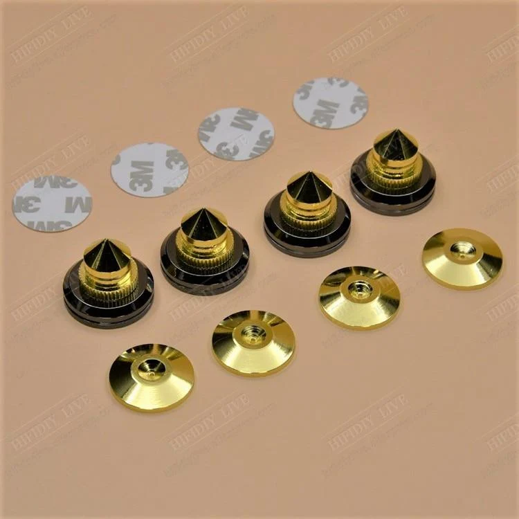 HIFIDIY LIVE 4 Sets oder 4 PCS Lautsprecher Standfüße Fußpolster Reines Kupfer Silber Lautsprecherbox Spikes Konus Bodenfußnagel M28 * 26