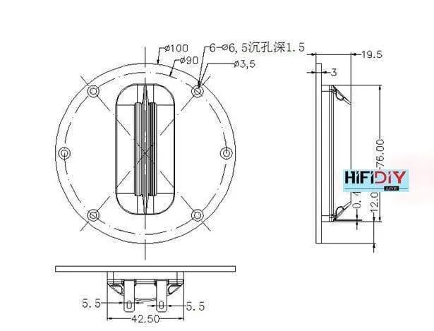 HIFIDIY LIVE Hifi 4-Zoll-Hochtöner-Lautsprechereinheit 8 OHM 30 W Höhenlautsprecher AL-100 Super-Riemen-Hochtöner