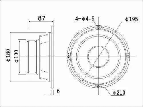 1 Stück Original KASUN QA-8100/QS-8210 8'' Home Audio DIY HiFi Woofer Lautsprecher Treibereinheit Schwarz PP Konus 8ohm/140W D210-218mm